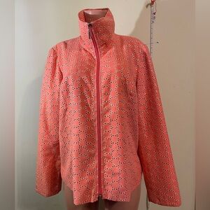 Simonton Says jacket Women’s Large lightweight w/Liner zipper front Coral Orange
